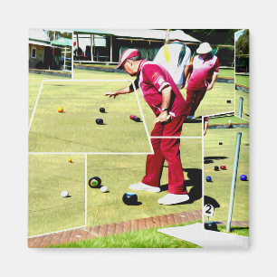 Abstract Lawn Bowls Oil Paint, Magnet