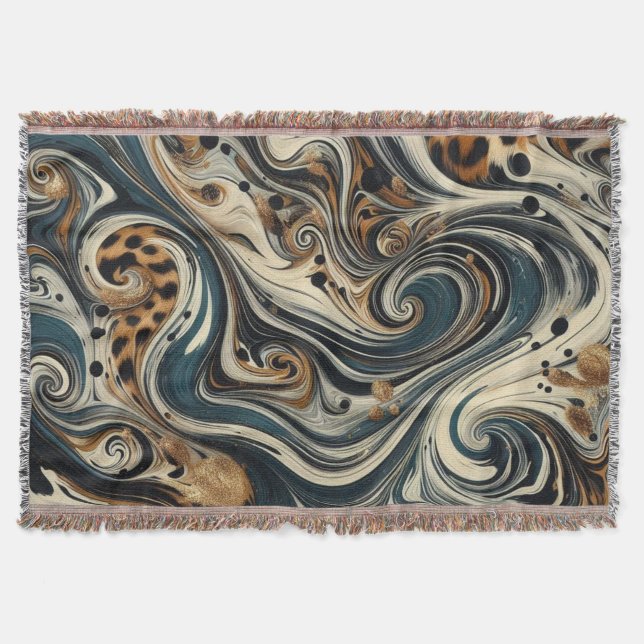 Abstract Leopard Print Swirl Decke (Vorderseite)