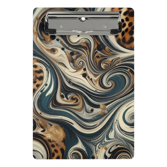 Abstract Leopard Print Swirl Mini Klemmbrett (Vorderseite)