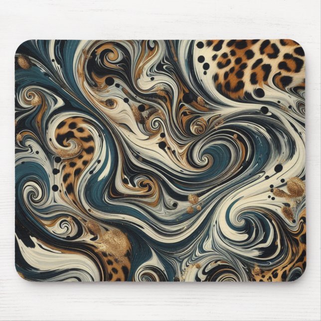 Abstract Leopard Print Swirl Mousepad (Vorne)