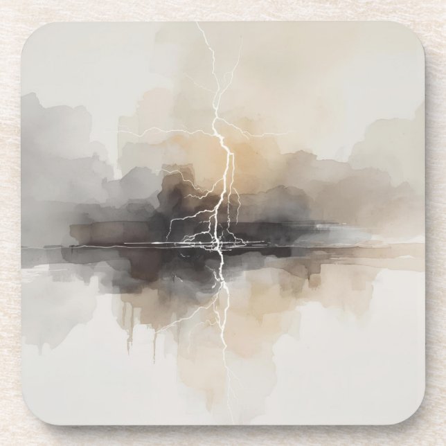 Abstract Lightning in Neutrals Print Getränkeuntersetzer (Vorderseite)