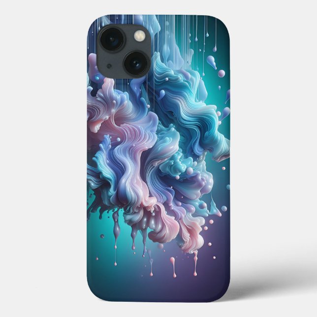 Abstract Liquid Cloud Phone Case Teal & Pink Fluid (Rückseite)