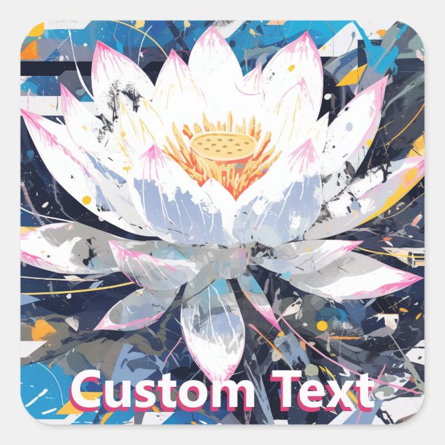 Abstract Lotus Flower Custom Quadratischer Aufkleber (Vorderseite)