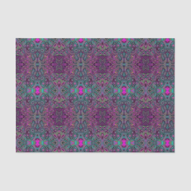 Abstract Magenta and Teal Blue Groovy Pattern Seidenpapier (Vorderseite)