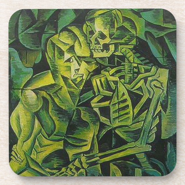 Abstract Man And Skeleton Geometric Art Getränkeuntersetzer (Vorderseite)