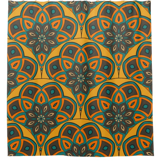 Abstract mandala fish scale seamless pattern. Orna Duschvorhang (Vorderseite)