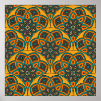 Abstract mandala fish scale seamless pattern. Orna