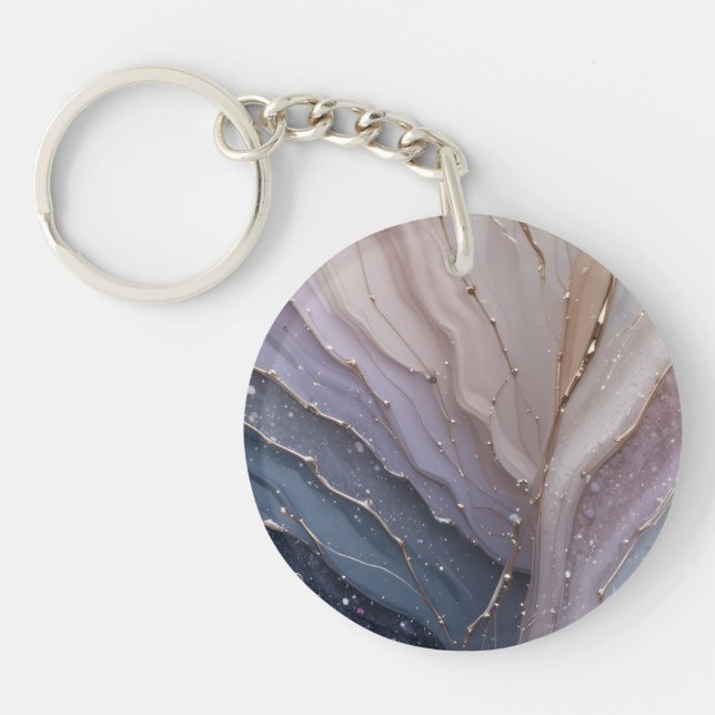 Abstract Marble Acrylic Keychain with Gold Accents Schlüsselanhänger (Vorderseite)