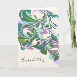 Abstract Marble in Purple and Green Birthday Karte