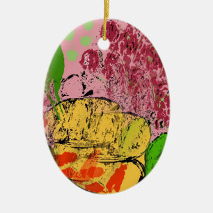 Abstract Matisse Style add text Ceramic Ornament