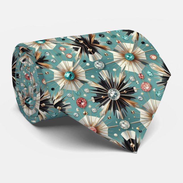 Abstract Mid Century Modern Starburst Diamond Krawatte (Gerollt)