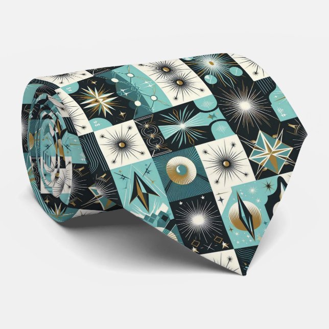 Abstract Mid Century Modern Starburst DIamond Krawatte (Gerollt)