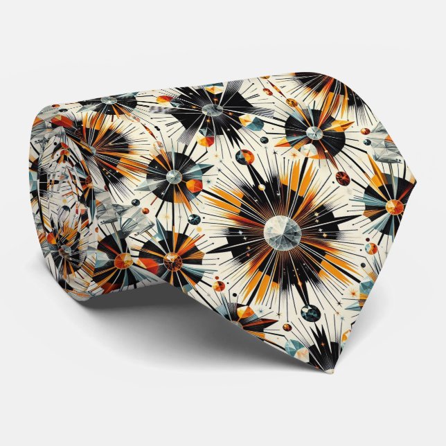 Abstract Mid Century Modern Starburst Diamond Krawatte (Gerollt)