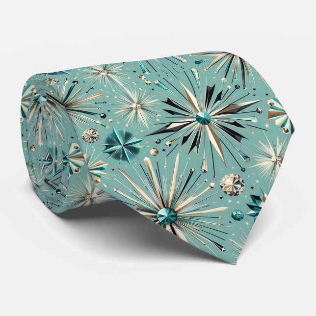 Abstract Mid Century Modern Starburst Diamond Krawatte (Gerollt)