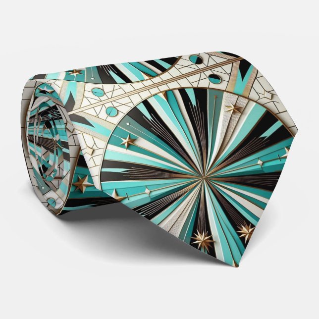 Abstract Mid Century Modern Starburst DIamond Krawatte (Gerollt)