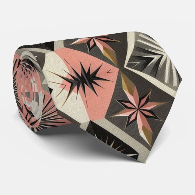 Abstract Mid Century Modern Starburst DIamond Krawatte (Gerollt)