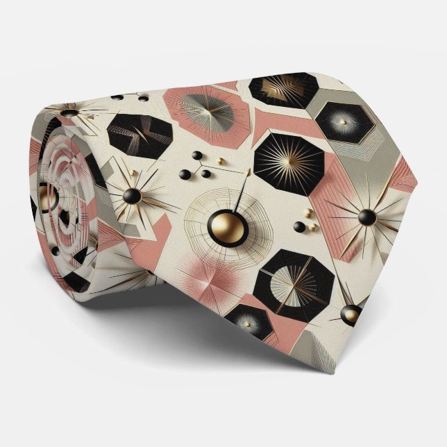 Abstract Mid Century Modern Starburst DIamond Krawatte (Gerollt)
