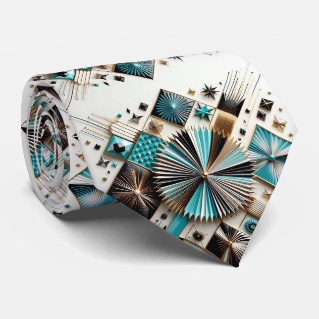 Abstract Mid Century Modern Starburst DIamond Krawatte (Gerollt)