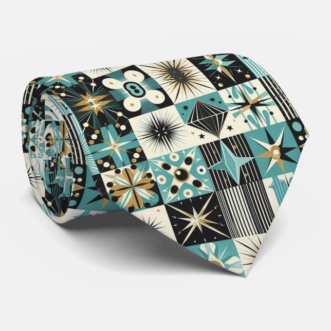 Abstract Mid Century Modern Starburst DIamond Krawatte (Gerollt)