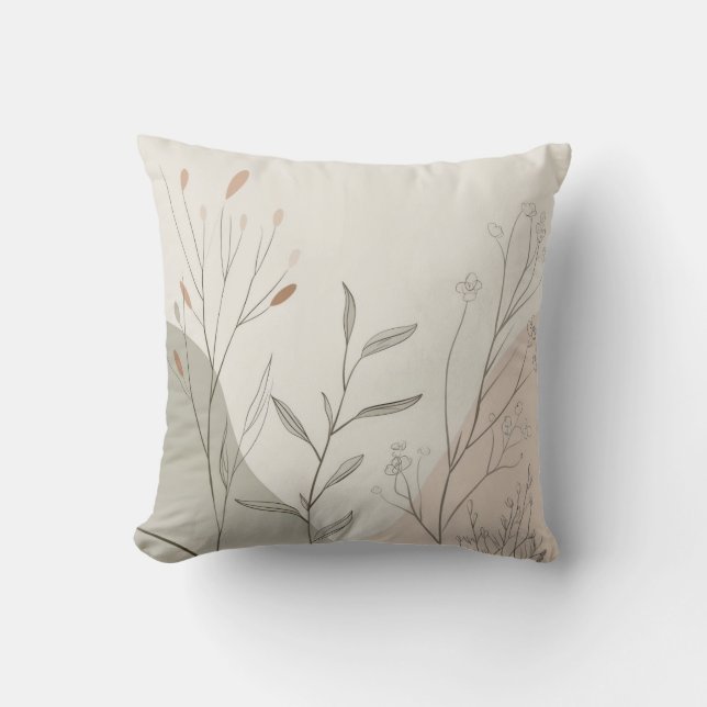 Abstract Minimal Botanical Line Art Kissen (Vorderseite)
