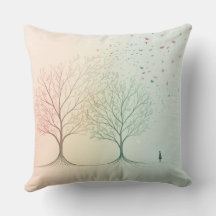 Abstract Minimal Tree of Life Pillow Pastel