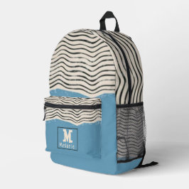 Abstract minimalist artistic lines Monogram Bedruckter Rucksack