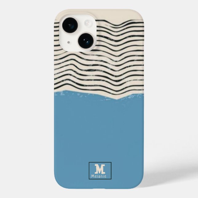 Abstract minimalist artistic lines Monogram Case-Mate iPhone 14 Hülle (Rückseite)