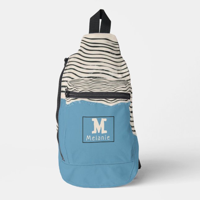 Abstract minimalist artistic lines Monogram Crossbody Bag (Vorderseite)