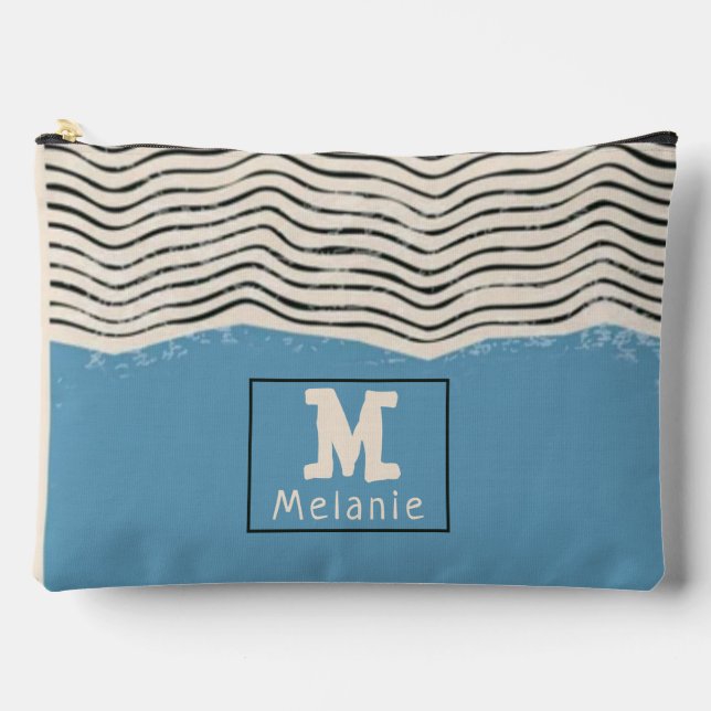 Abstract minimalist artistic lines Monogram Zubehörtasche (Vorderseite)