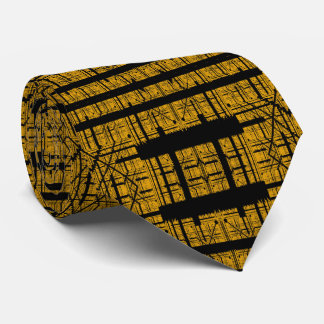 Abstract Modern Black Yellow Geometric Fractal Art Krawatte