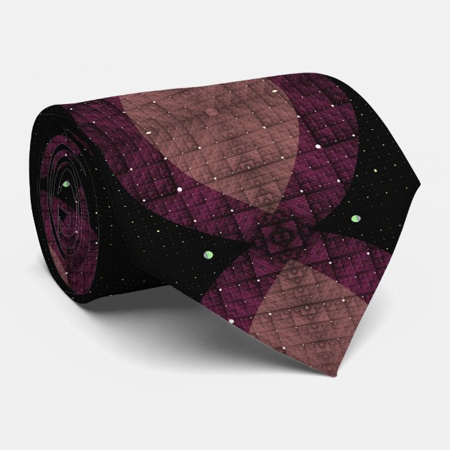 Abstract Modern Geometric Black Purple Fractal Art Krawatte (Gerollt)