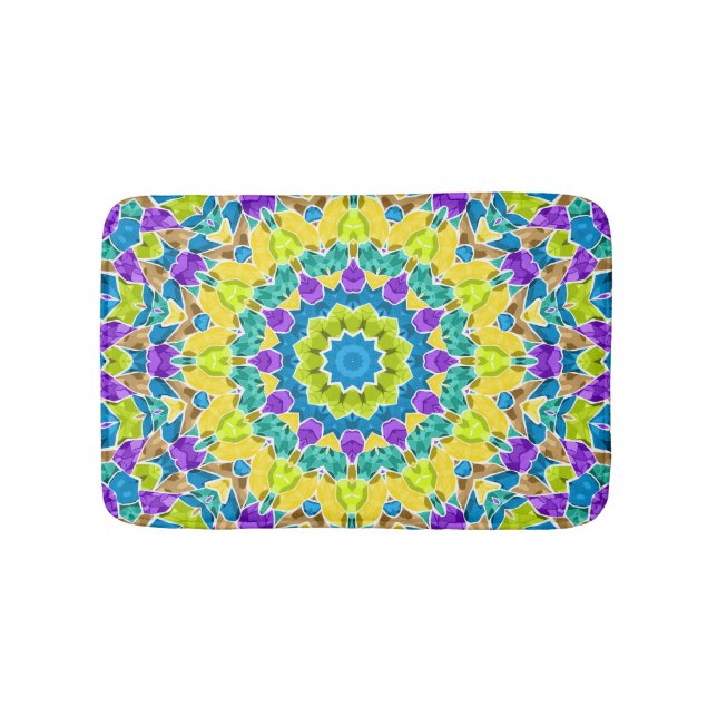 Abstract modern mosaic kaleidoscopic tile pattern badematte (Vorderseite)