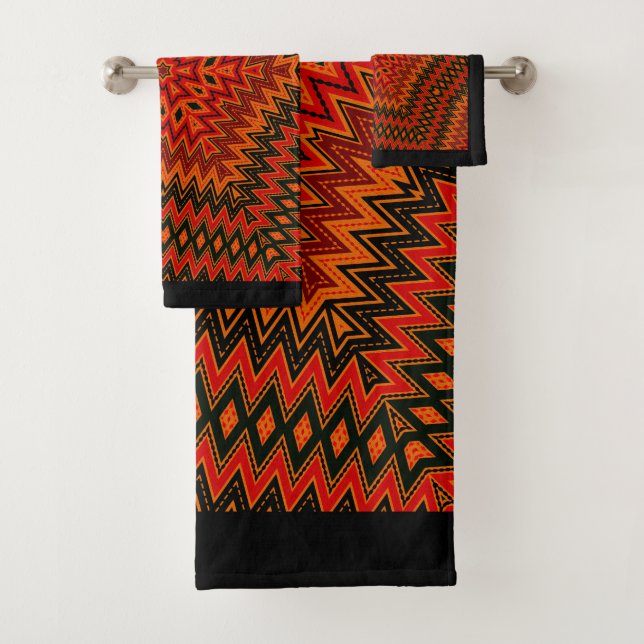 Abstract modern mosaic kaleidoscopic tile pattern badhandtuch set (Insitu)