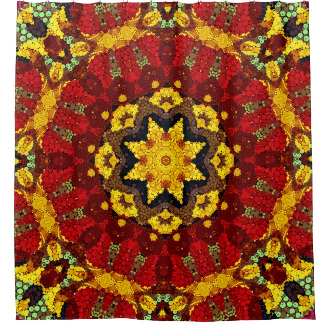 Abstract modern mosaic kaleidoscopic tile pattern duschvorhang (Vorderseite)