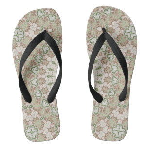 Abstract modern mosaic kaleidoscopic tile pattern flip flops
