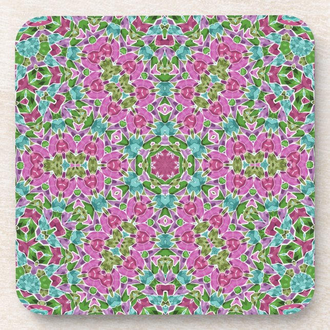 Abstract modern mosaic kaleidoscopic tile pattern getränkeuntersetzer (Vorderseite)