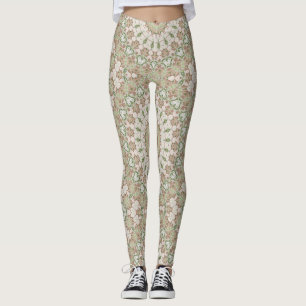 Abstract modern mosaic kaleidoscopic tile pattern leggings
