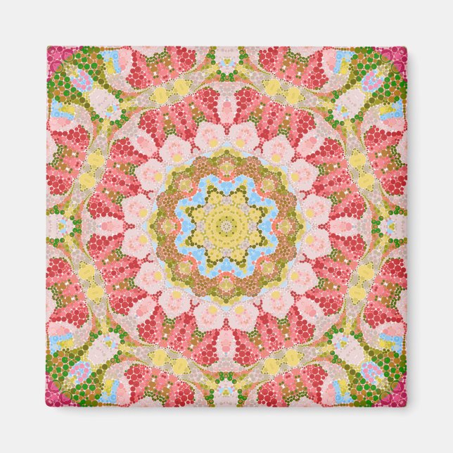Abstract modern mosaic kaleidoscopic tile pattern magnet (Vorne)