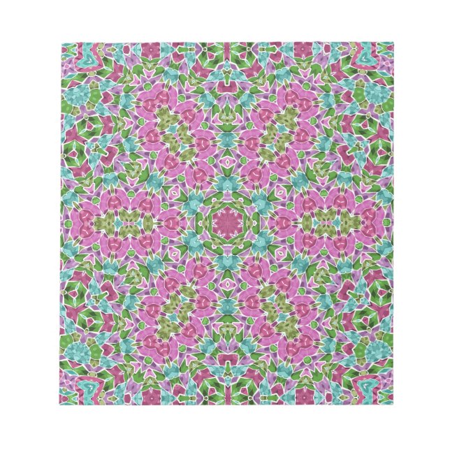 Abstract modern mosaic kaleidoscopic tile pattern notizblock (Vorderseite)