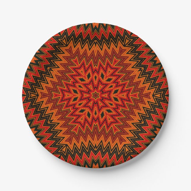 Abstract modern mosaic kaleidoscopic tile pattern pappteller (Vorderseite)