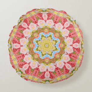 Abstract modern mosaic kaleidoscopic tile pattern rundes kissen