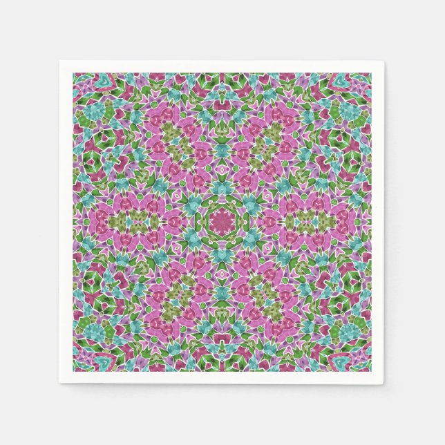 Abstract modern mosaic kaleidoscopic tile pattern serviette (Vorderseite)