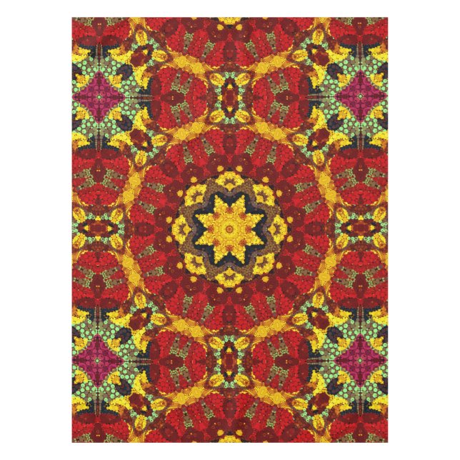 Abstract modern mosaic kaleidoscopic tile pattern tischdecke (Vorderseite)