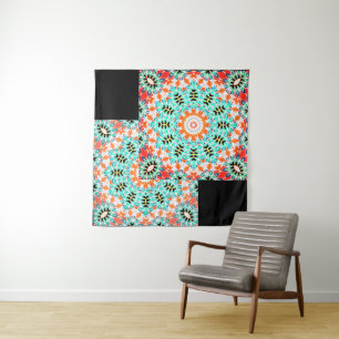 Abstract modern mosaic kaleidoscopic tile pattern wandteppich
