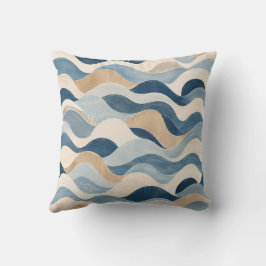 Abstract Modern Ocean Wave Pattern Coastal Blue Be Kissen