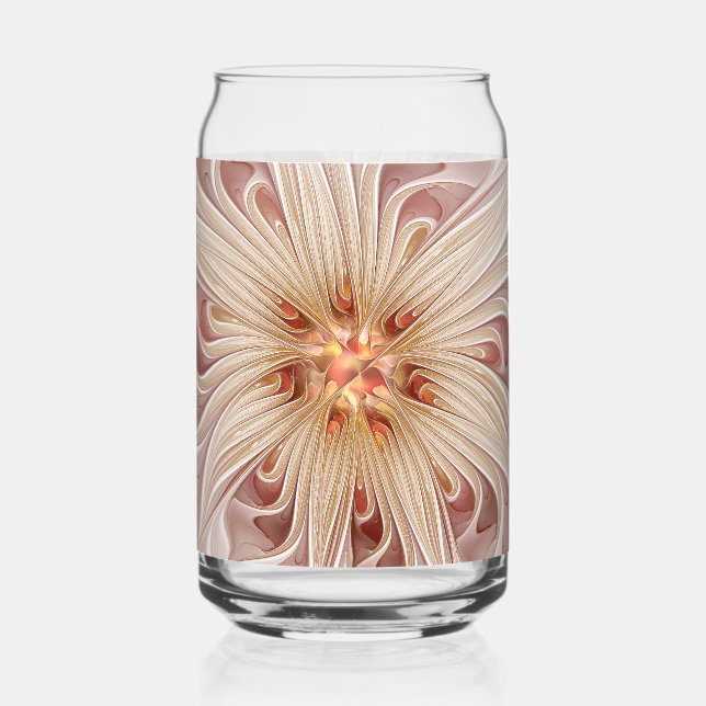 Abstract Modern Peach Pastel Flower Fractal Art Dosenglas (Vorderseite)