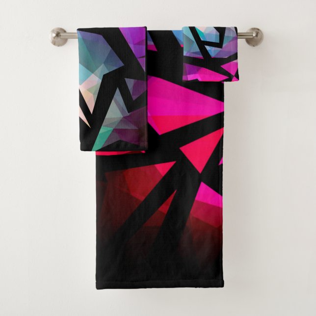 Abstract modern polygonal graffiti geometrical dar badhandtuch set (Insitu)