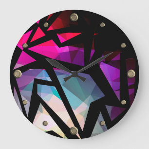 Abstract modern polygonal graffiti geometrical dar große wanduhr