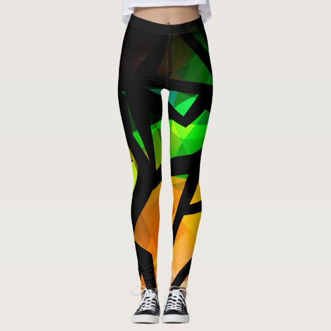 Abstract modern polygonal graffiti geometrical dar leggings (Vorderseite)