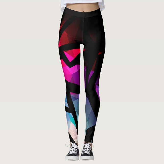 Abstract modern polygonal graffiti geometrical dar leggings (Vorderseite)